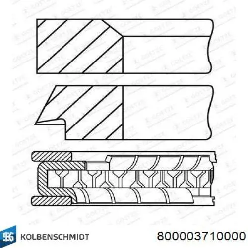 Compre 800003710000 Kolbenschmidt Anéis do pistão para 1 cilindro, STD.