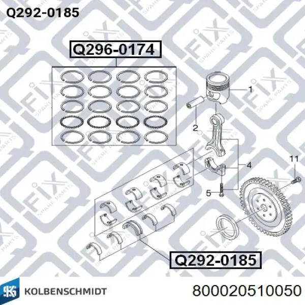 Anéis do pistão para 1 cilindro, 2ª reparação ( + 0,50) Kolbenschmidt 800020510050 preço, a partir de 18,57 USD