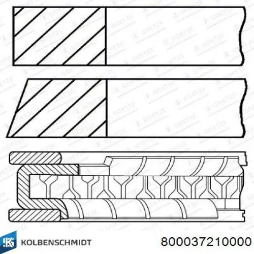 800037210000 Kolbenschmidt Anéis do pistão para 1 cilindro, STD.