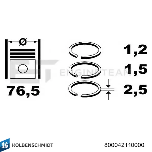 Compre 800042110000 Kolbenschmidt Anéis do pistão para 1 cilindro, STD.