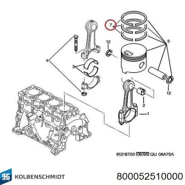 Anéis do pistão para 1 cilindro, STD. Kolbenschmidt 800052510000 preço, a partir de 32,72 USD