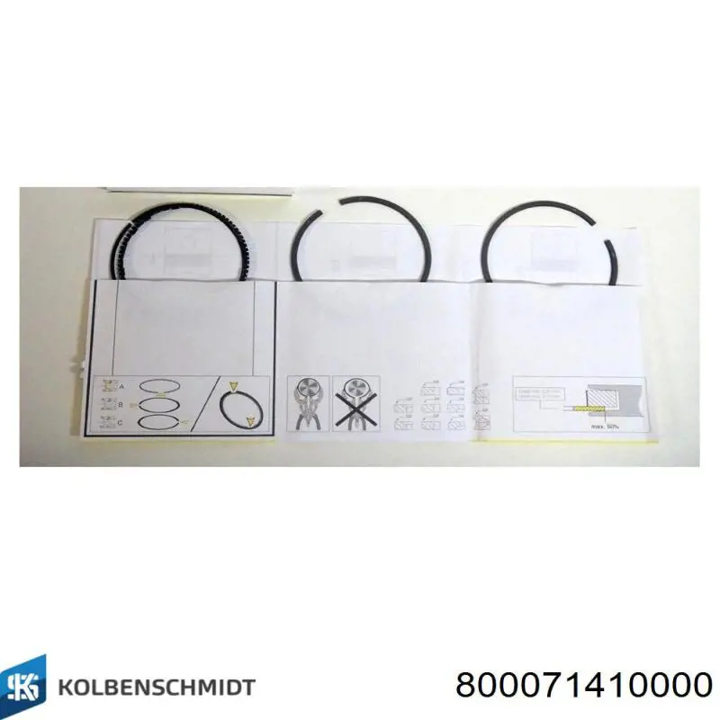 Anéis do pistão para 1 cilindro, STD. 800071410000 Kolbenschmidt