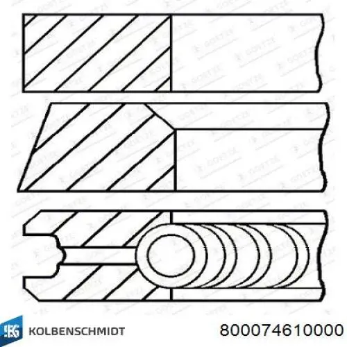 800074610000 Kolbenschmidt Anéis do pistão para 1 cilindro, STD.