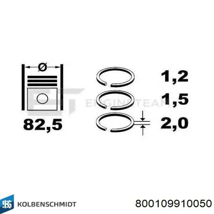Anéis do pistão para 1 cilindro, 2ª reparação ( + 0,50) Kolbenschmidt 800109910050 preço, a partir de 39,73 USD