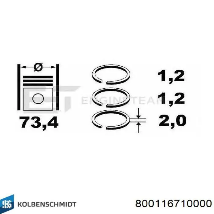 Compre 120035000800 NE/NPR Anéis do pistão para 1 cilindro, STD.