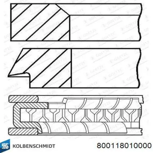 800118010000 Kolbenschmidt Anéis do pistão para 1 cilindro, STD.
