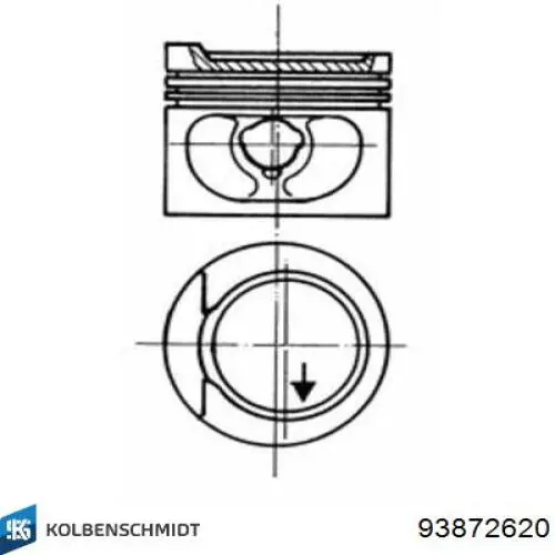 Pistão do kit para 1 cilindro, 2ª reparação ( + 0,50) Kolbenschmidt 93872620 preço, a partir de 63,71 USD