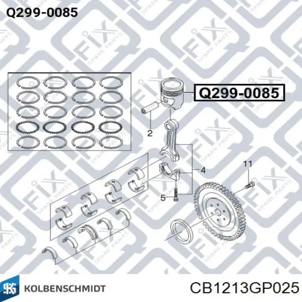 1211860J00 Nissan/Infiniti Folhas inseridas de cambota de biela, kit, 1ª reparação ( + 0,25)