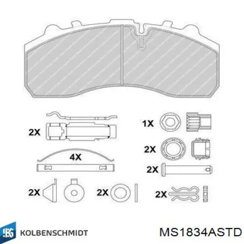 Compre MS1834ASTD Kolbenschmidt Folhas inseridas principais de cambota, kit, padrão (STD)