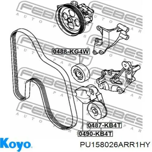 Rolo parasita da correia de transmissão PU158026ARR1HY Koyo