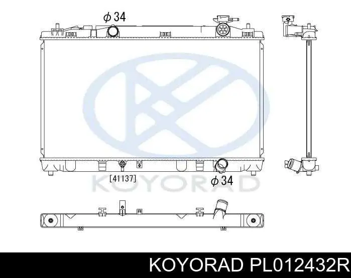 Radiador de esfriamento de motor PL012432R Koyorad