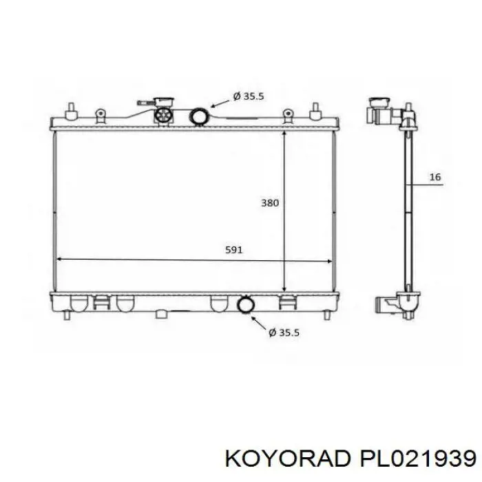 Radiador de esfriamento de motor Koyorad PL021939