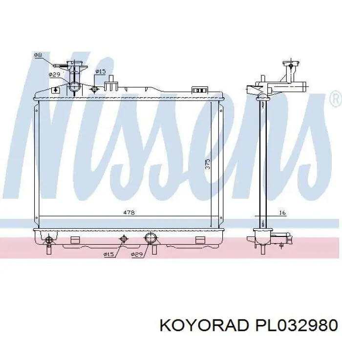Radiador de esfriamento de motor 1350A670 Mitsubishi