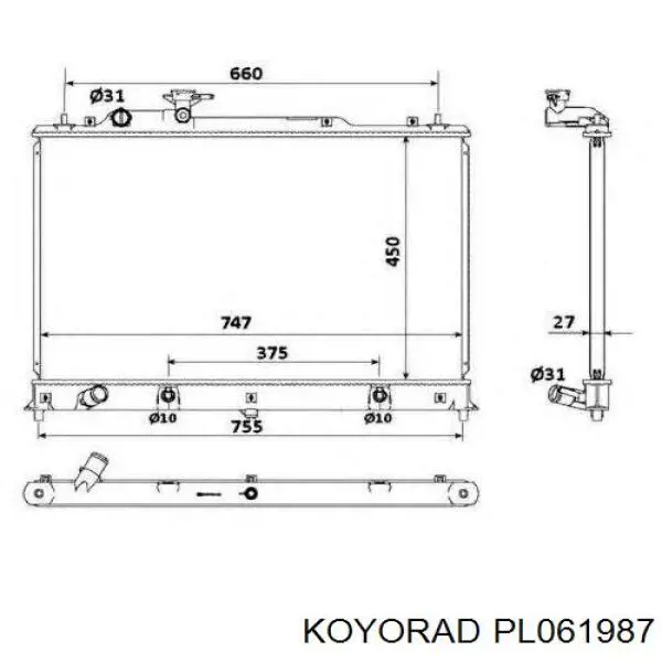 PL061987 Koyorad Radiador de esfriamento de motor