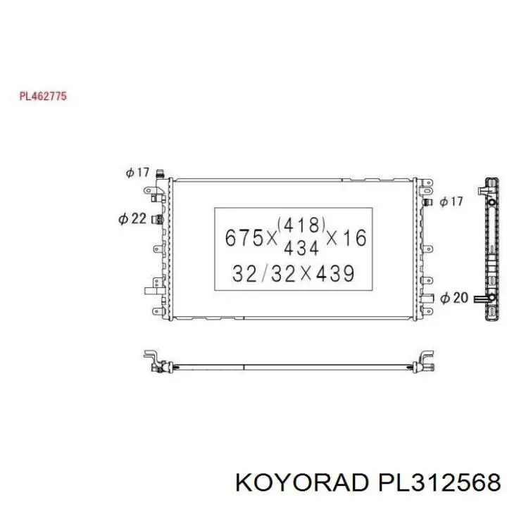 PL312568 Koyorad Radiador de esfriamento de motor