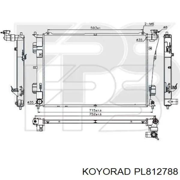 613HNA188 TYC Radiador de esfriamento de motor