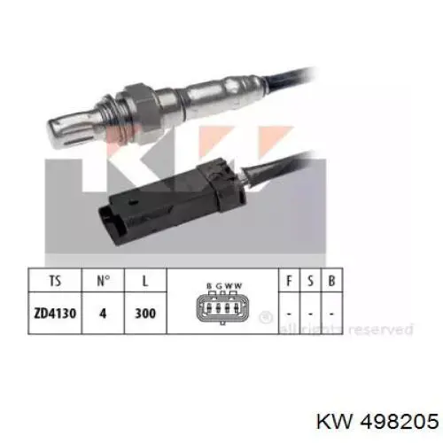 498205 KW AUTOMOTIVE Sonda lambda, sensor de oxigênio