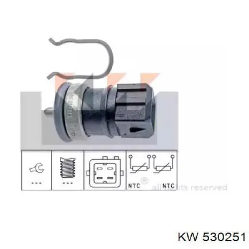 Compre 530251 KW AUTOMOTIVE Sensor de temperatura do fluido de esfriamento
