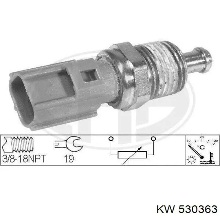 530363 KW AUTOMOTIVE Sensor de temperatura do fluido de esfriamento