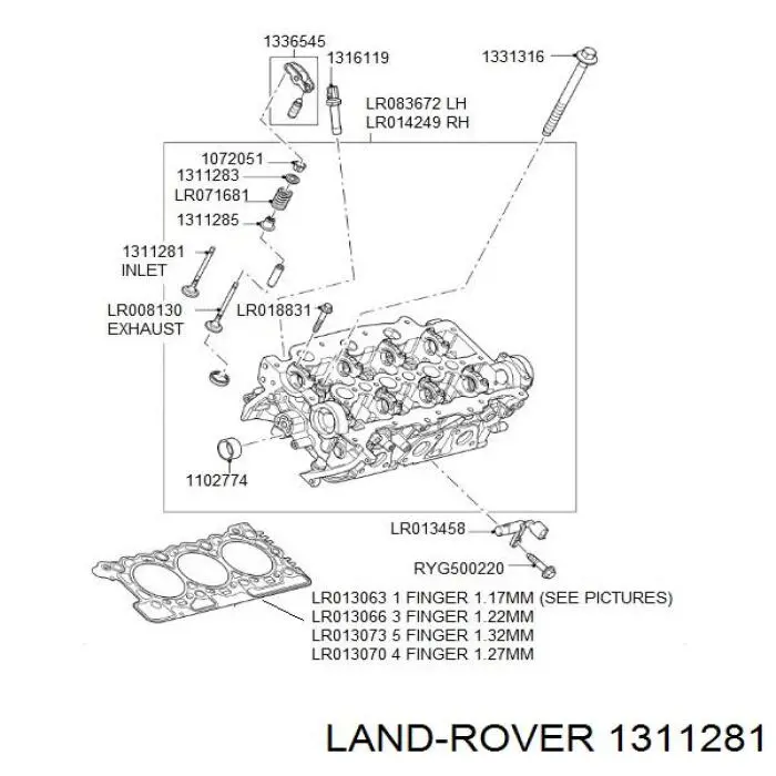 1311281 Land Rover Válvula de admissão