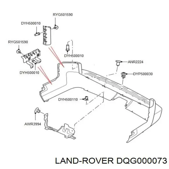 DQG000073 Land Rover Consola esquerda do pára-choque traseiro