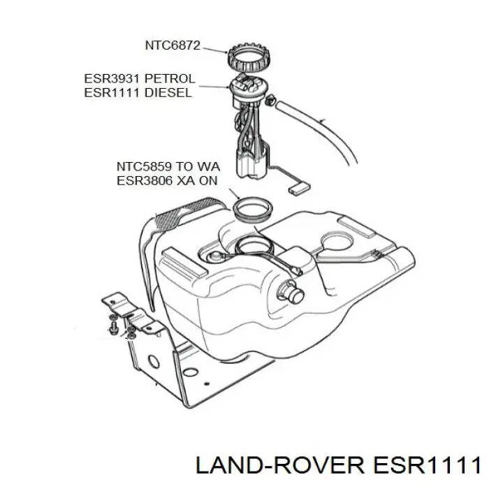 ESR1111 Land Rover Módulo de bomba de combustível com sensor do nível de combustível