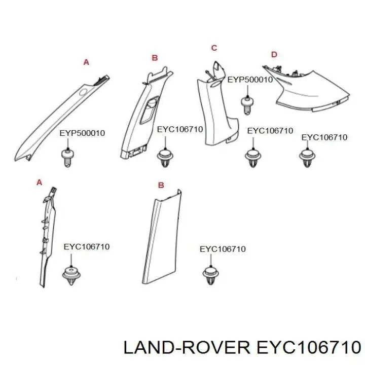 Cápsula (prendedor) de fixação do pára-choque dianteiro Land Rover EYC106710 preço, a partir de 2,04 USD