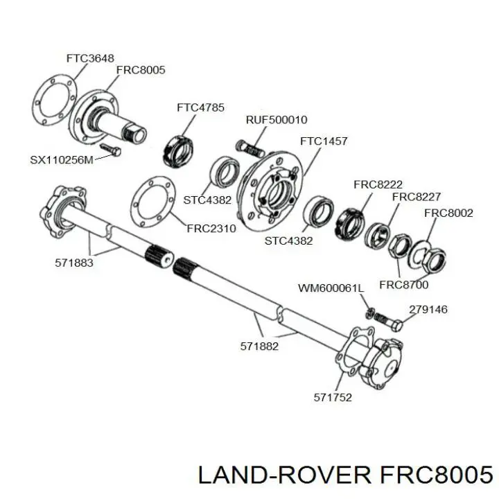 FRC8005 Land Rover Pino moente (extremidade do eixo) traseiro