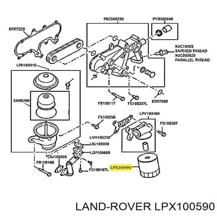 LPX100590 Land Rover Filtro de óleo