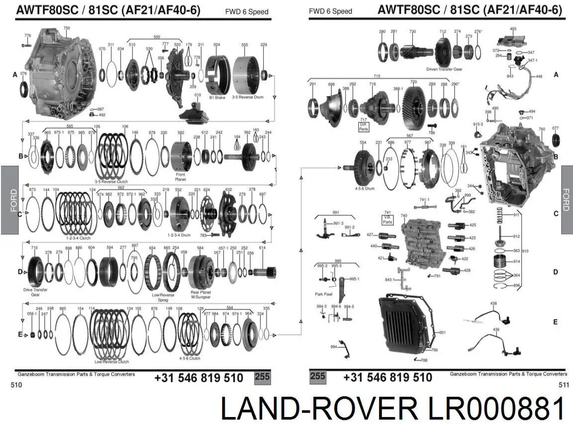 LR000881 Land Rover Bucim da Caixa Automática de Mudança (de árvore de saída/secundária)