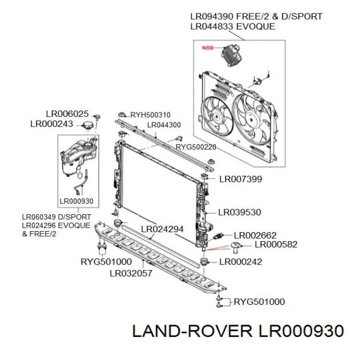 LR000930 Land Rover Sensor do nível do fluido de esfriamento no tanque