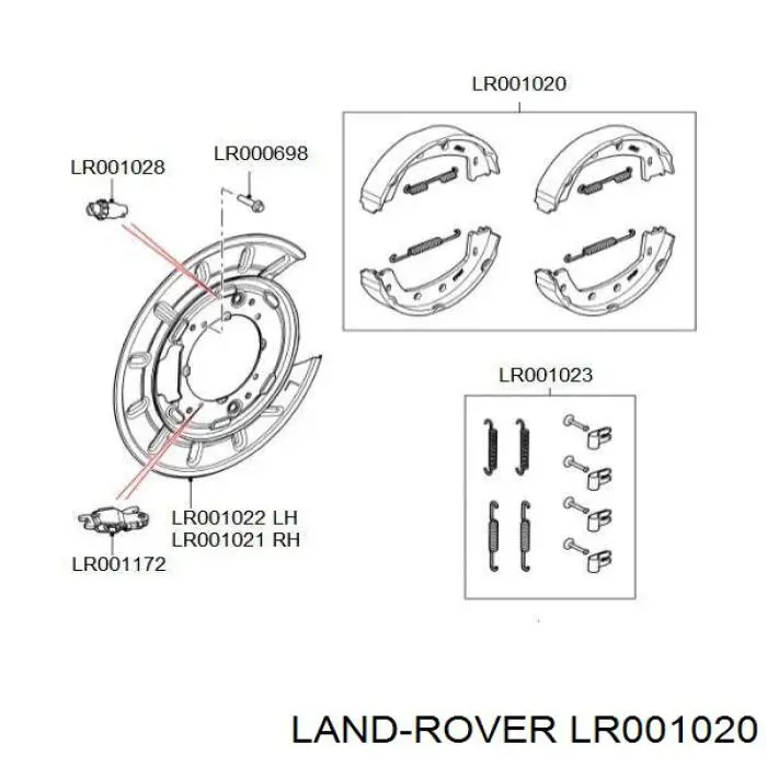 Sapatas do freio traseiras de tambor Land Rover LR001020 preço, a partir de 54,30 USD