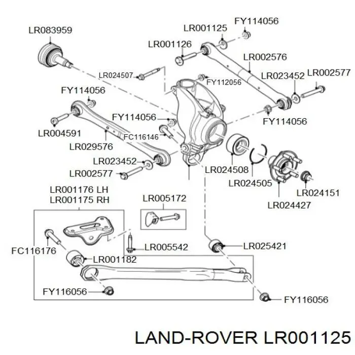 LR001125 Land Rover Arruela externa de parafuso de fixação do braço oscilante inferior traseiro