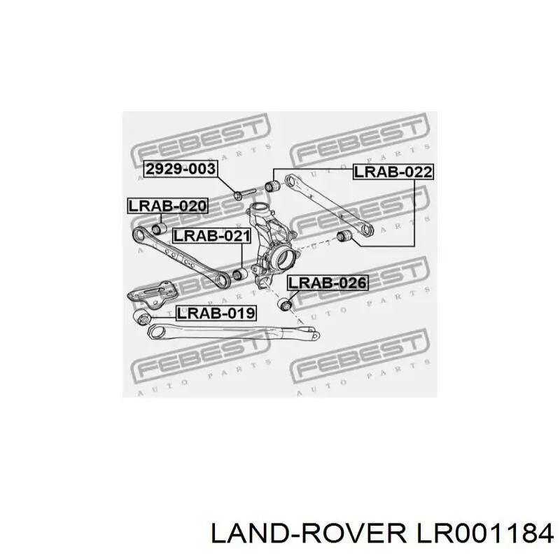 LR001184 Land Rover Bloco silencioso da barra Panhard (de suspensão traseira)