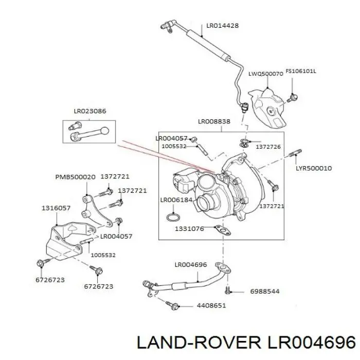LR004696 Land Rover Tubo (mangueira) de derivação de óleo de turbina