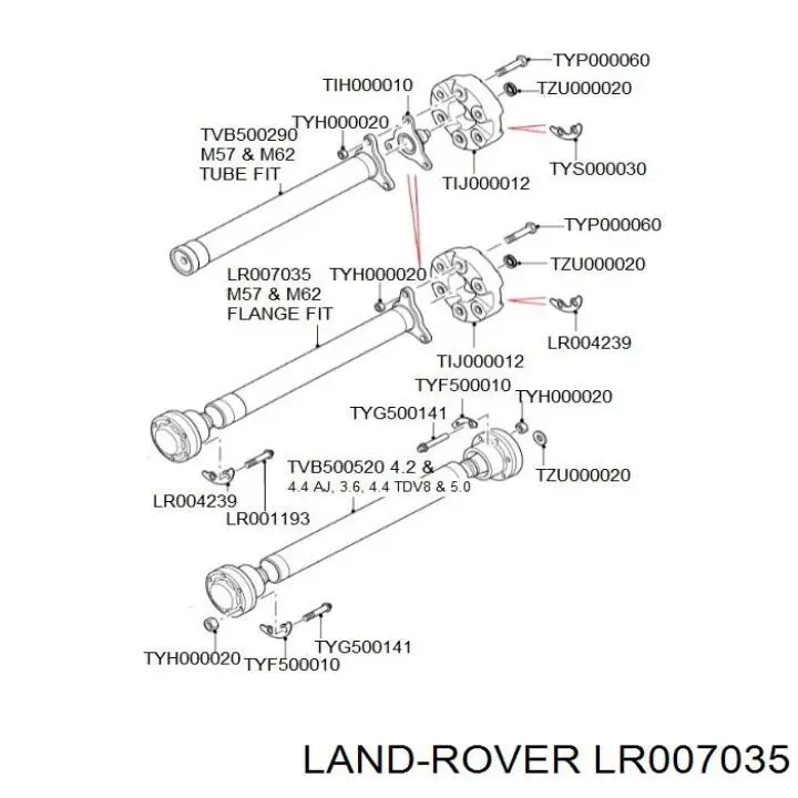 Junta universal até o eixo dianteiro Land Rover LR007035 preço, a partir de 201,64 USD