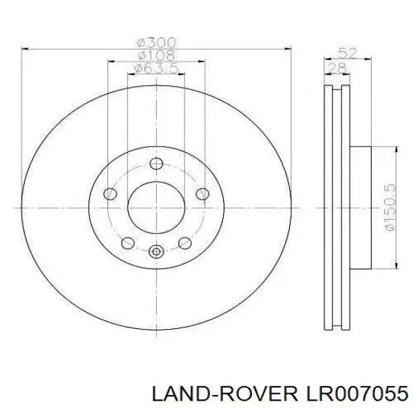 LR007055 Land Rover Disco do freio dianteiro