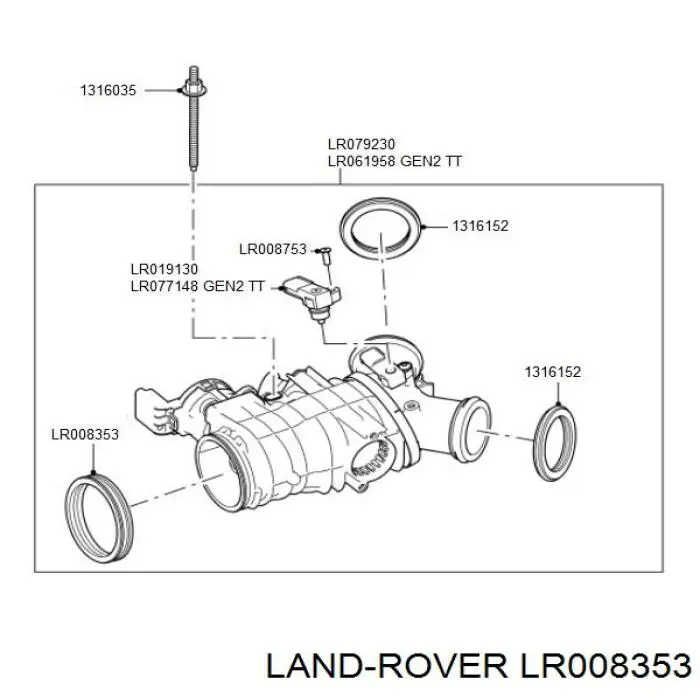 LR008353 Land Rover Vedante da válvula de borboleta