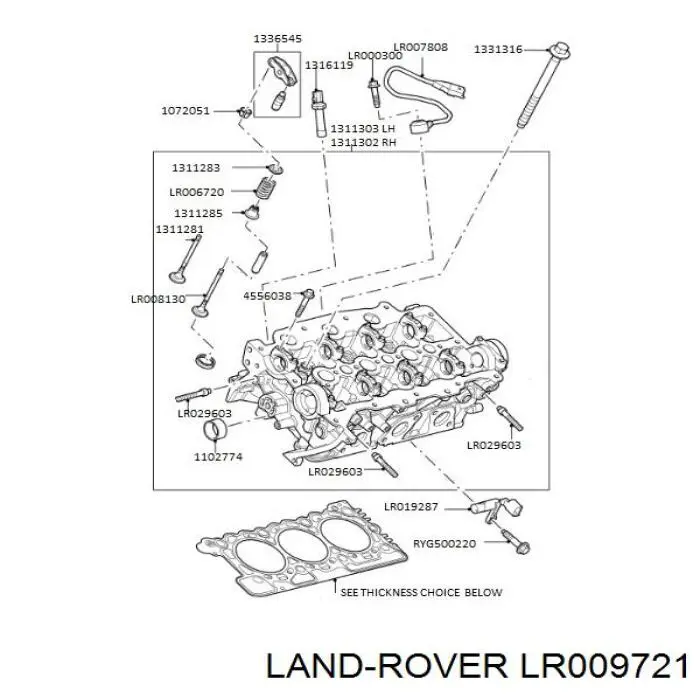 LR009721 Land Rover Vedante de cabeça de motor (CBC)