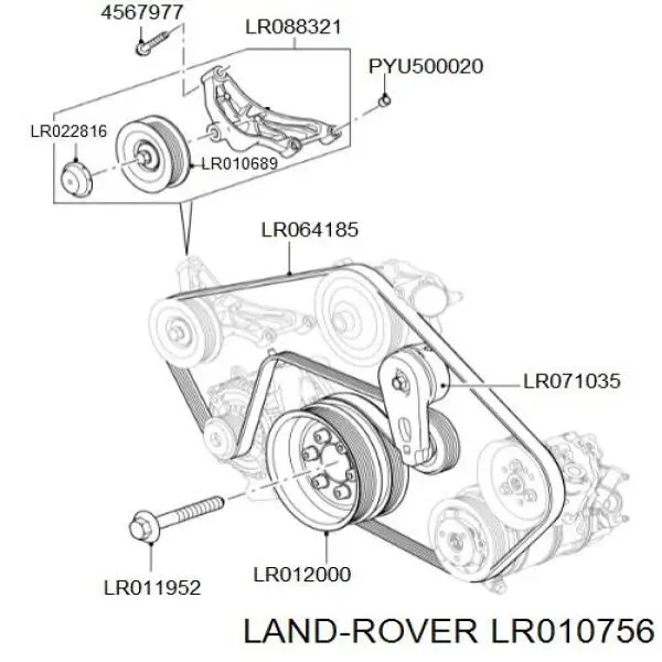 LR010756 Land Rover Reguladora de tensão da correia de transmissão