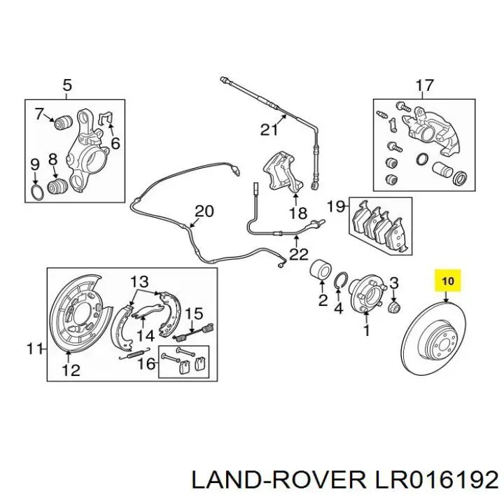 LR016192 Land Rover Disco do freio traseiro