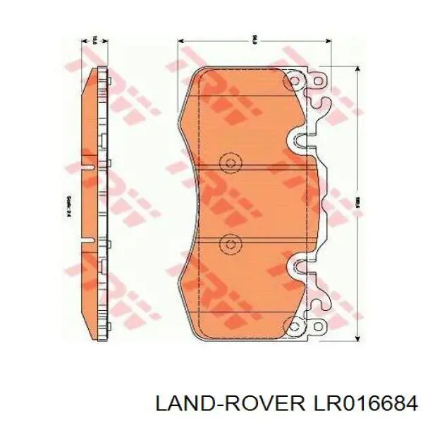 LR016684 Land Rover Sapatas do freio dianteiras de disco