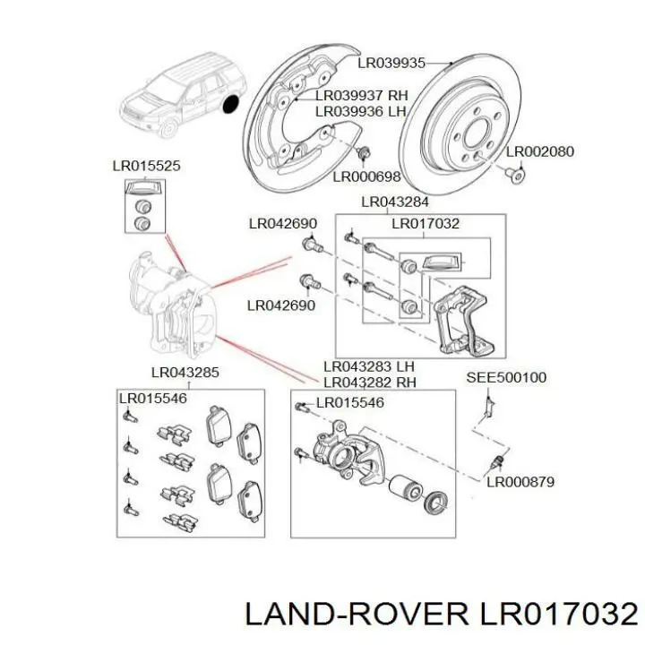 Kit de reparação de suporte do freio traseiro Land Rover LR017032 preço, a partir de 18,84 USD