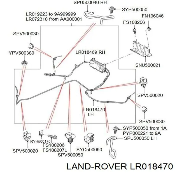 Cabo do freio de estacionamento traseiro esquerdo Land Rover LR018470 preço, a partir de 81,08 USD