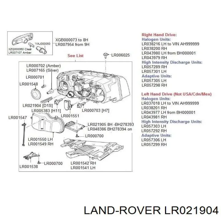 Lâmpada de xénon Land Rover LR021904 preço, a partir de 56,68 USD