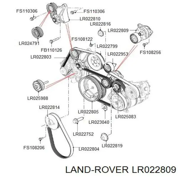 Reguladora de tensão da correia de transmissão Land Rover LR022809 preço, a partir de 137,48 USD