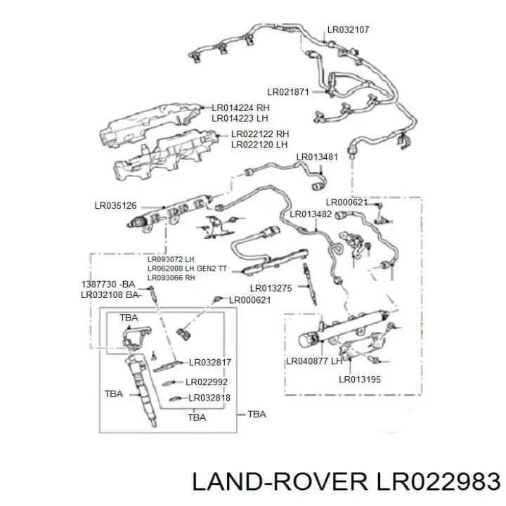 LR022983 Land Rover Regulador de pressão de combustível na régua de injectores