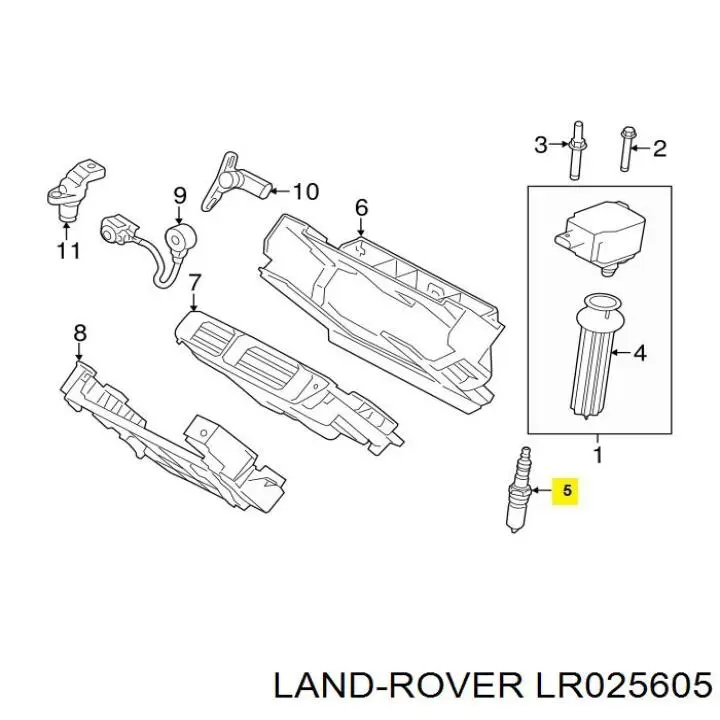 LR025605 Land Rover Vela de ignição
