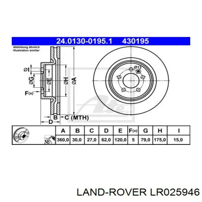 Disco do freio dianteiro Land Rover LR025946 preço, a partir de 87,34 USD