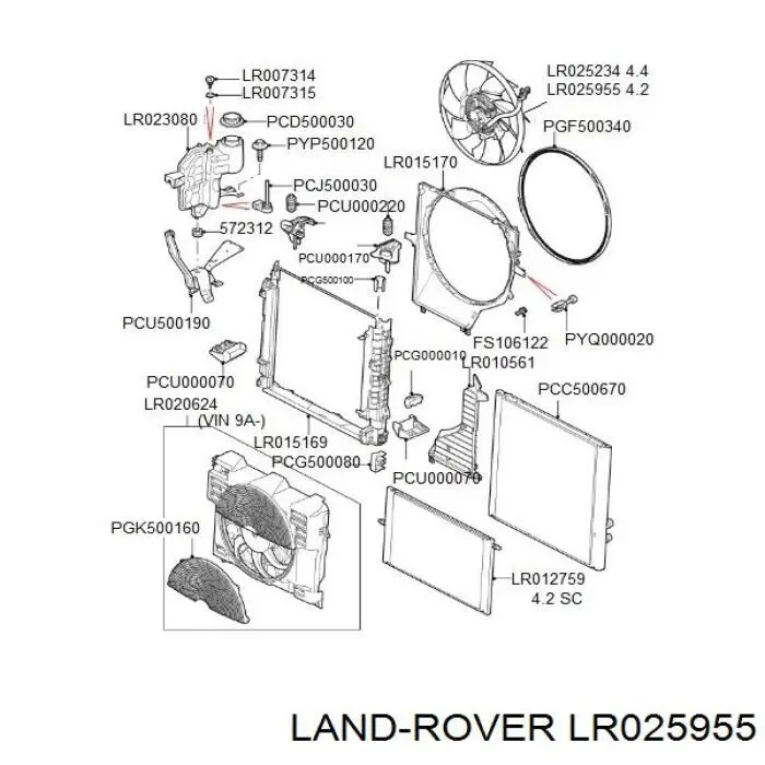 Ventilador elétrico de esfriamento montado (motor + roda de aletas) Land Rover LR025955 preço, a partir de 502,87 USD